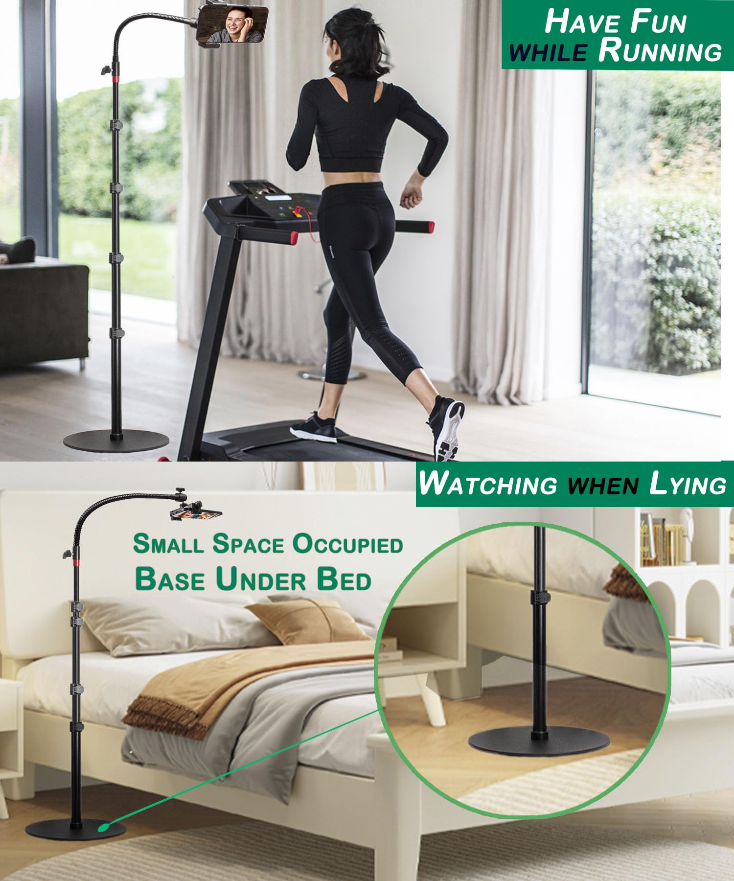 Soporte Superior para teléfono, Cuello de Cisne, Soporte Alto para teléfono Celular con Soporte de Altura Ajustable, Base Pesada, Cabezal de 360, Funciona con iPhone 15, iPhone 15 Pro MAX, iPhone 15