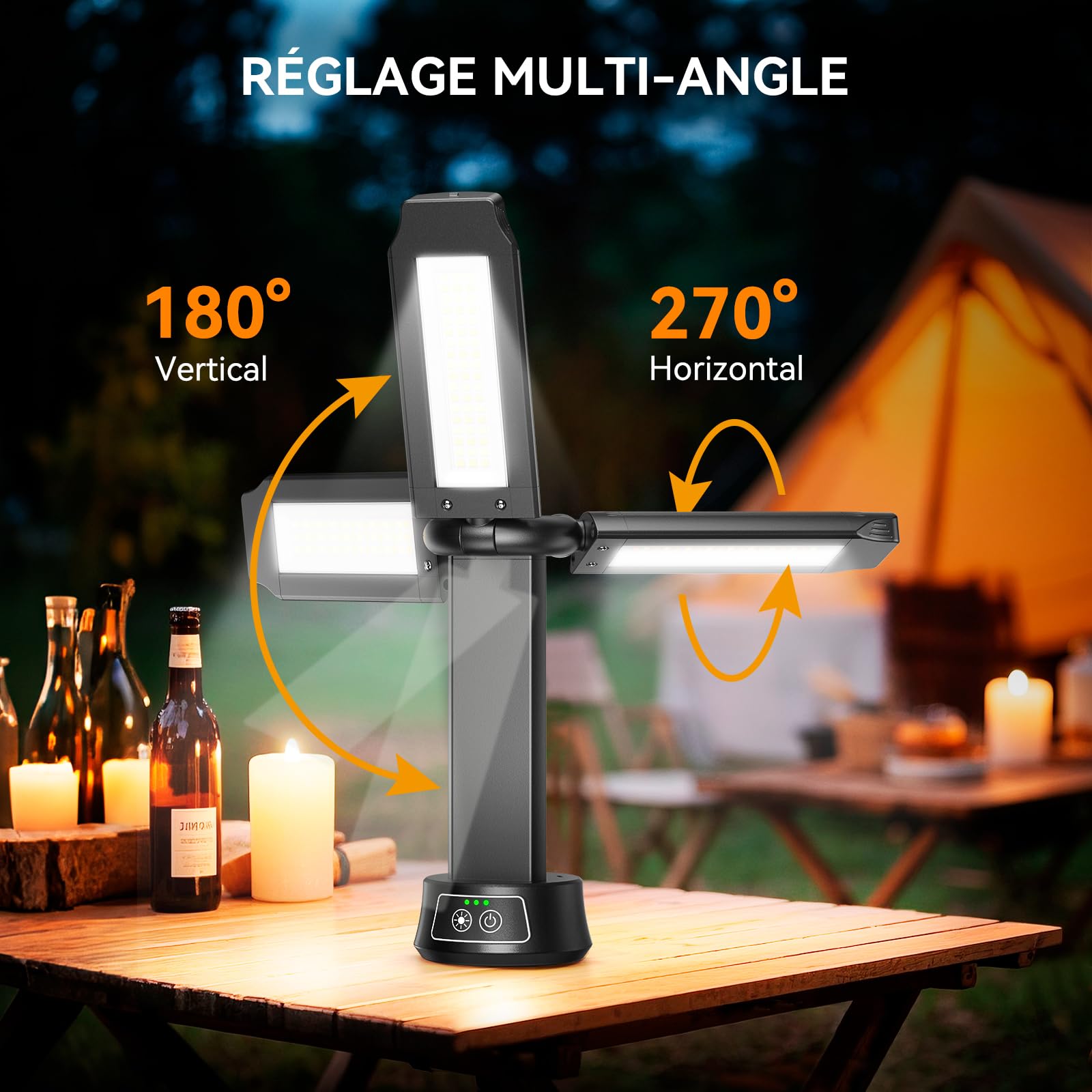 15000 mAh Projecteur de Chantier avec Télécommande, 5000LM Projecteur LED Rechargeable Dimmable, 5 Mode, Trépied Réglable 2.08m, Lampe de Camping Réglable avec Sac de Transport pour Atelier, Urgence