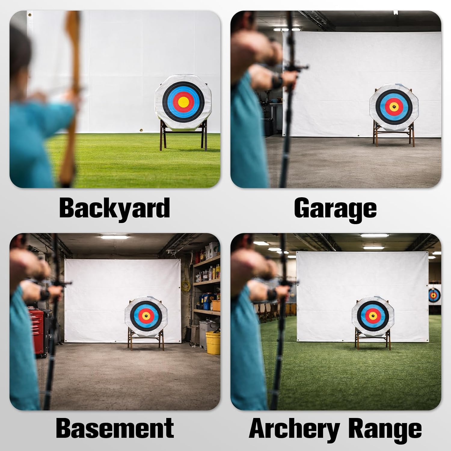 Archery Backstop Netting, Heavy Duty Arrow Catcher Net with Rope & Hooks, Portable Archery Target Backstop for Backyard Bow Training & Slingshot Practice