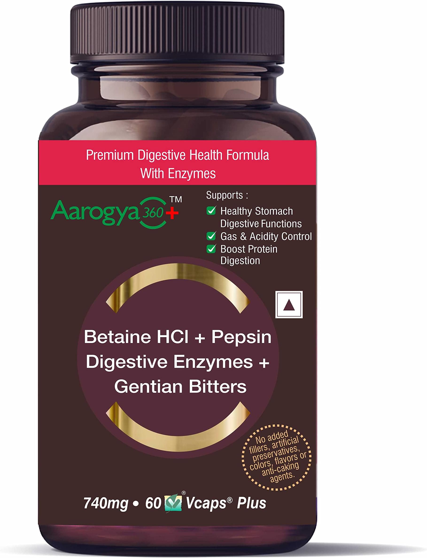Digestive Enzymes, Betaine HCl, Pepsin, Gentian Bitters, 60 Capsules, 80 grams