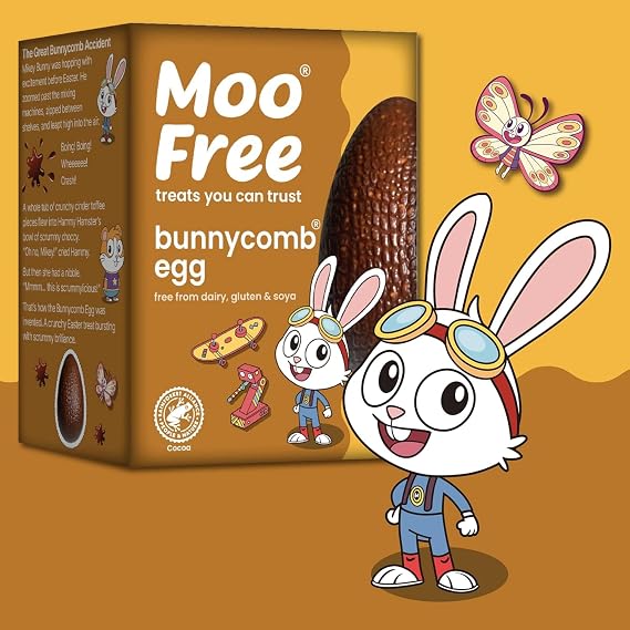 Moo Free Easter Egg Bulk Buy – Dairy Free | Gluten Free | Vegan Milk Chocolate | Easter Egg Hunt, Kids Party Bags & Family Treats (3 Box, Bunnycomb)