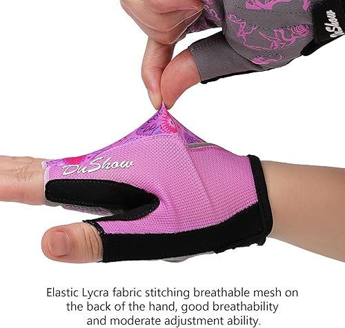 Miniatura 2 de DuShow Guantes de ciclismo acolchados de gel de medio dedo para mujer, antideslizantes, absorben los golpes para ciclismo, ciclismo de montaña y