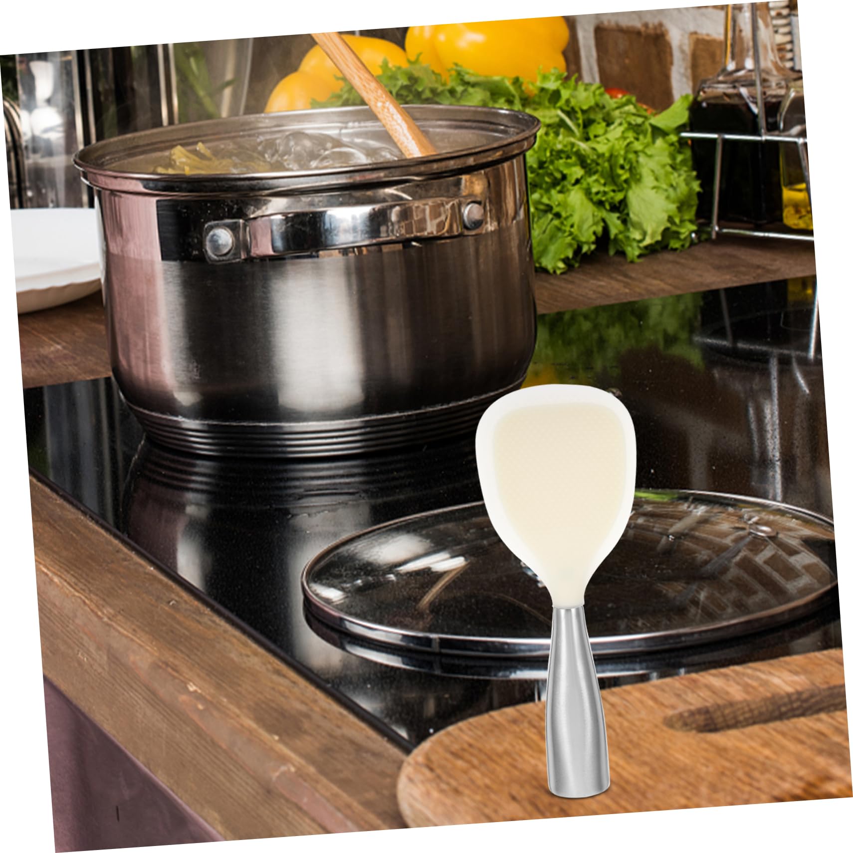 VINTORKY Silicone Rice Spoon Spoons Rice Scoop Multipurpose Scoop Rice Spoon Paddle Scoop for Rice Large Spoon Rice Paddle Spoon Household Scoop Nonstick Rice Spoon Stainless Steel