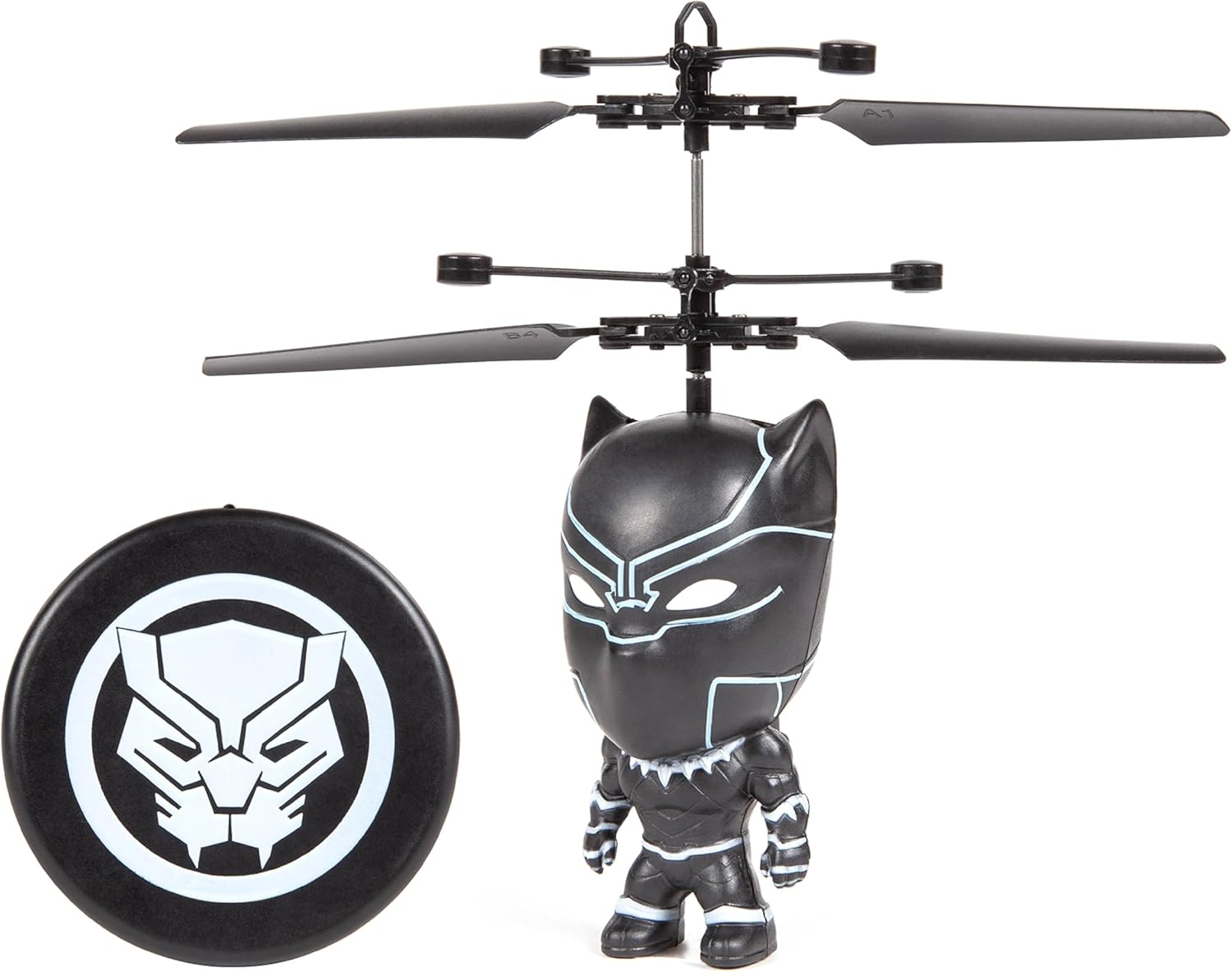 Marvel Black Panther 3.5" Big Head Helicopter Toy – Motion Sensor Flying Figure – IR UFO Hover Toy – Marvel Licensed – Kids 6+