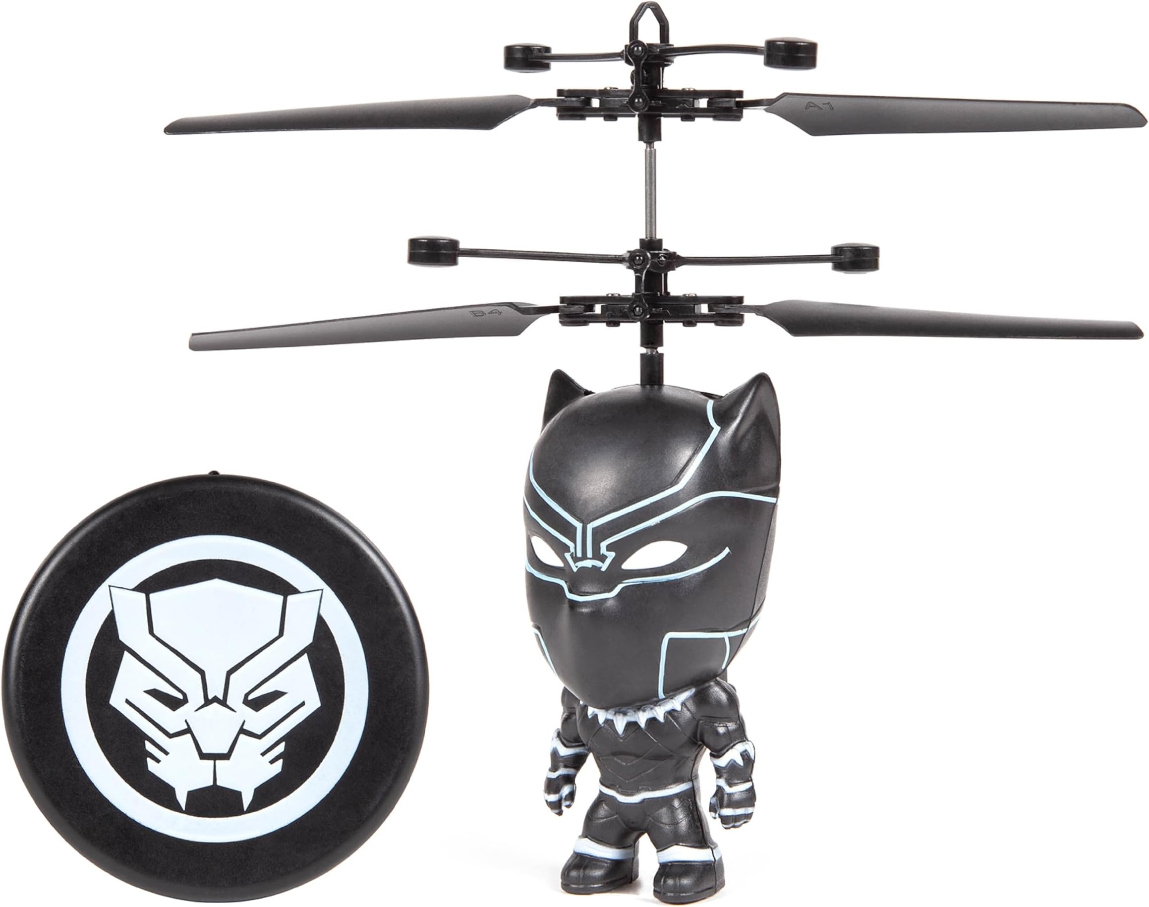 World Tech Toys Black Panther Infrared Flight UFO Big Head Helicopter | Official Marvel Licensed Product | Infrared Motion Sensor Controlled | for Kids Ages 6-12
