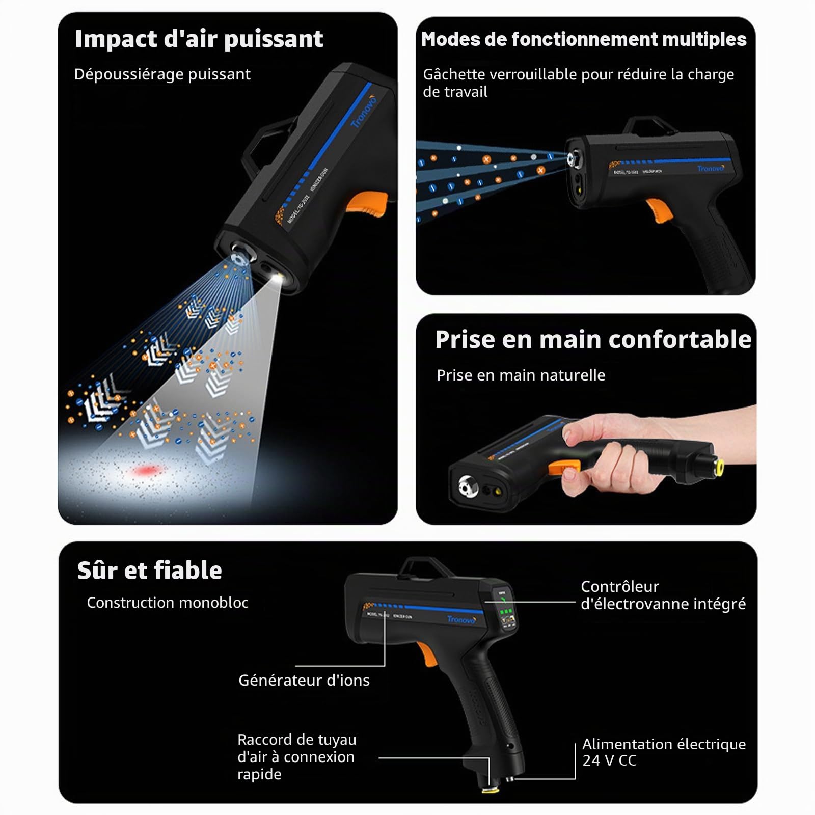 Pistolet Antistatique, Pistolet à Air Ionisé Amélioré, Pistolet Antistatique pour Peinture Automobile, pour Assemblage électronique, Emballage sous Film, Laboratoire De Précision