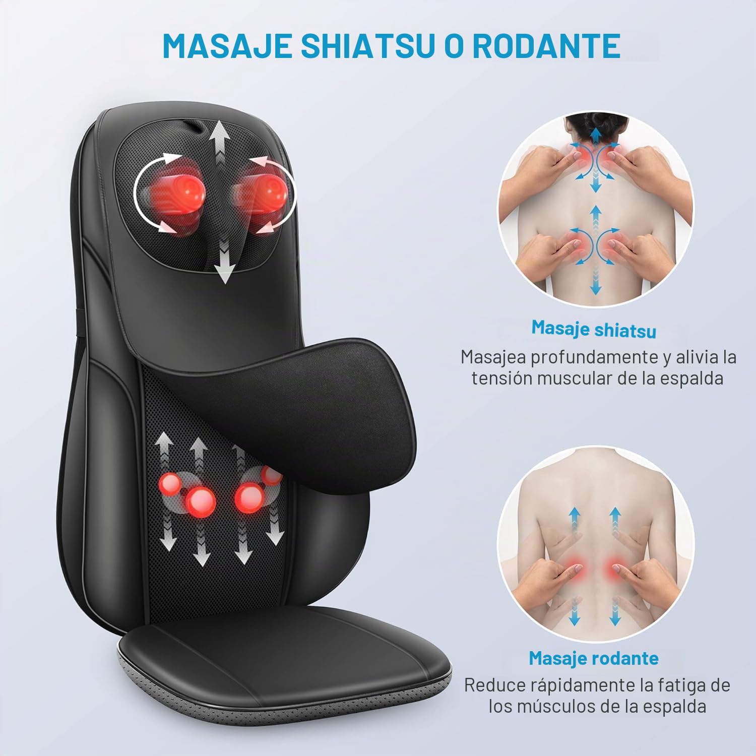 COMFIER Shiatsu - Masajeador de Espalda con Calor, Silla de Masaje de Tejido Profundo, Almohadilla de Silla de Masaje para Espalda Completa, masajeador de Silla para Uso doméstico u Oficina, Regalos