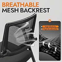 Vista 8 de FYLICA Silla de Oficina Plegable con Ruedas de PU y Reposabrazos Suave - Respaldo de Malla Ergonómica Elástica, Silla Apilable para Sala