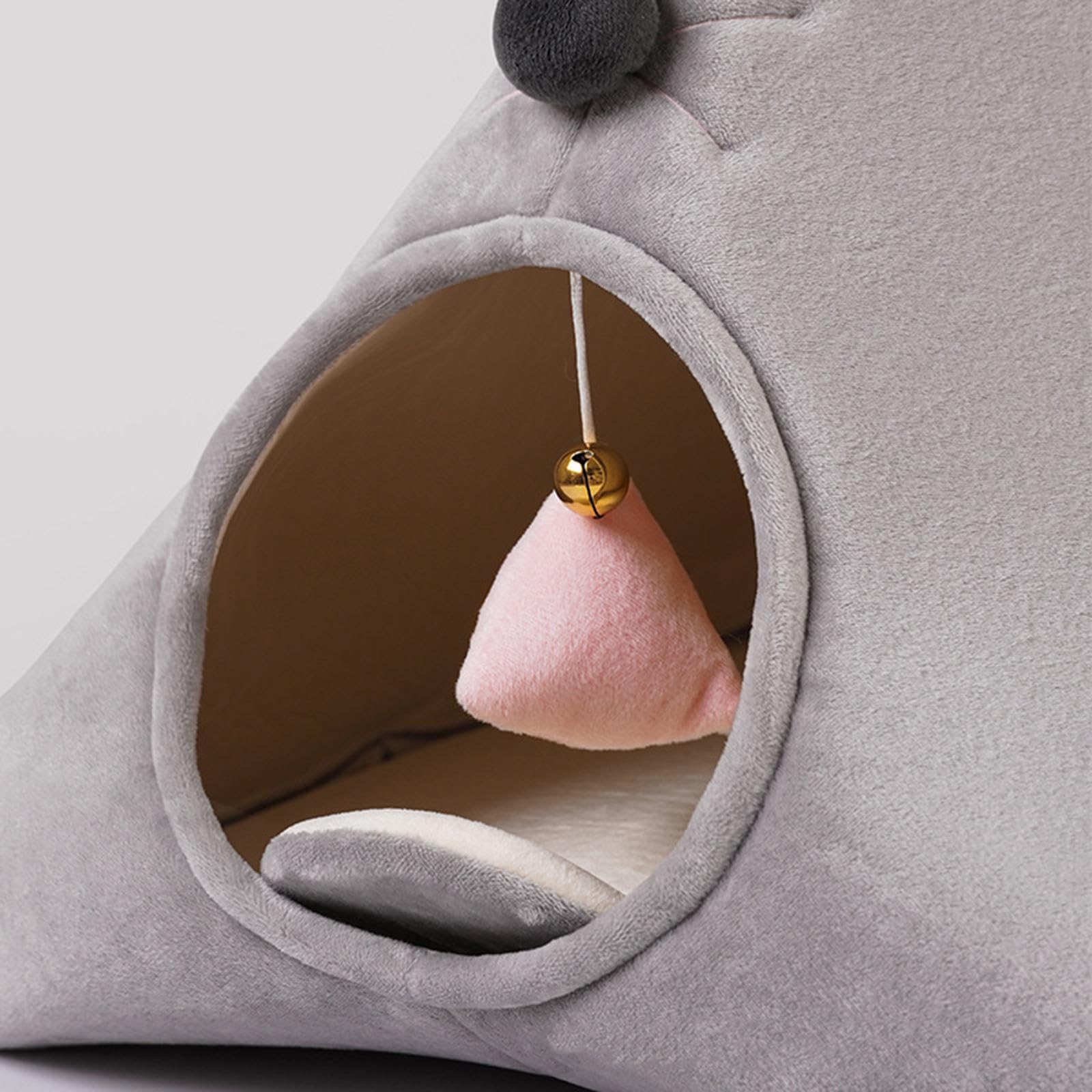 Nido Semicerrado para Gatos, Cama Cueva para Gatos, Adorno Suave Y Lavable para Dormir, Tienda de Campaña para Gatos, Casa para Mascotas, Cama, Gris