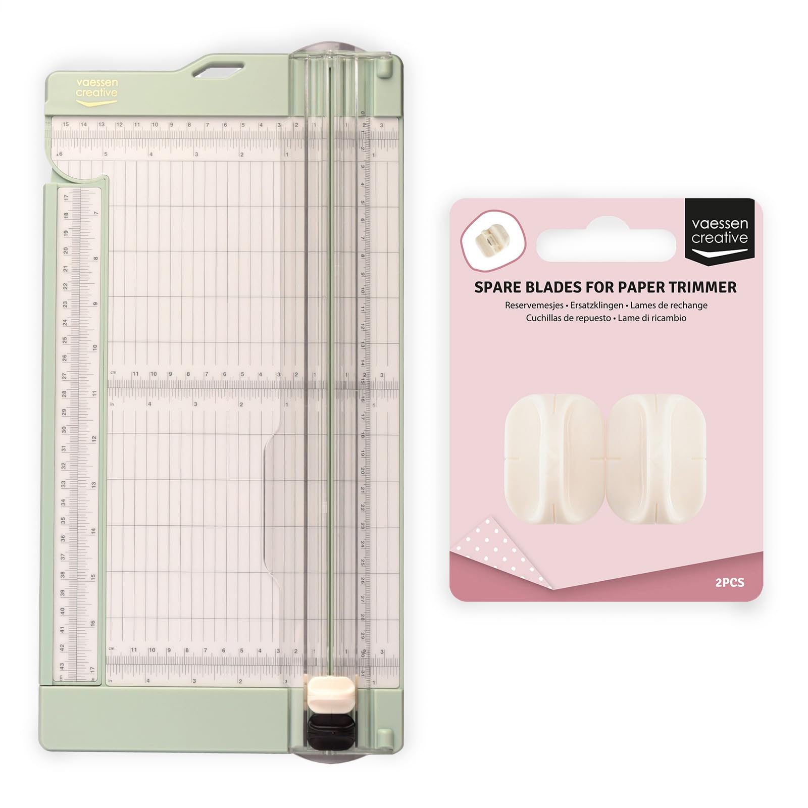 Massicot avec plioir Vaessen Creative 15x30 cm mint pour scrapbooking