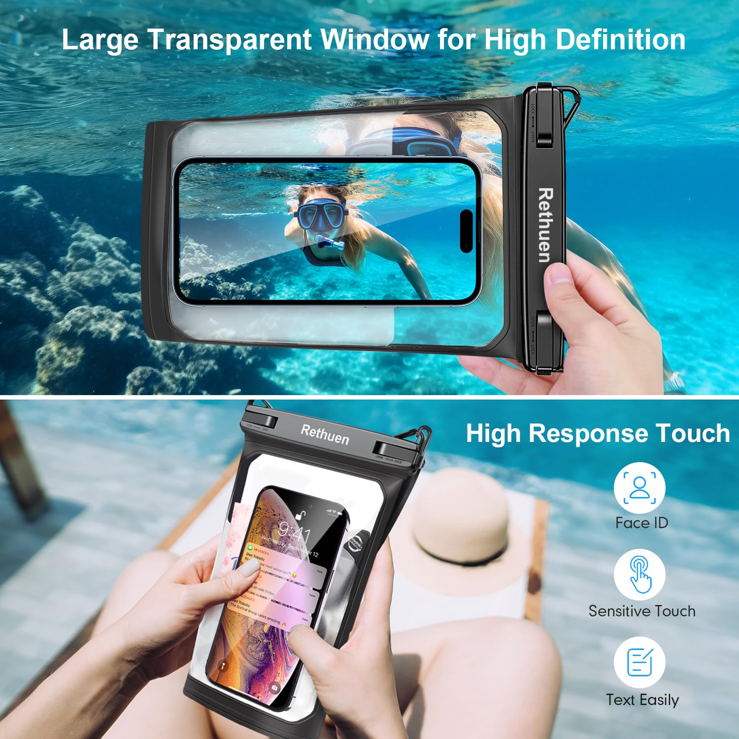 Bolsa impermeable flotante grande para teléfono celular, bolsa seca para iPhone 16, 15, 14, 13, 12 Pro Max, Galaxy S24, S23, S22, todos los teléfonos, bolsa flotante a prueba de agua para