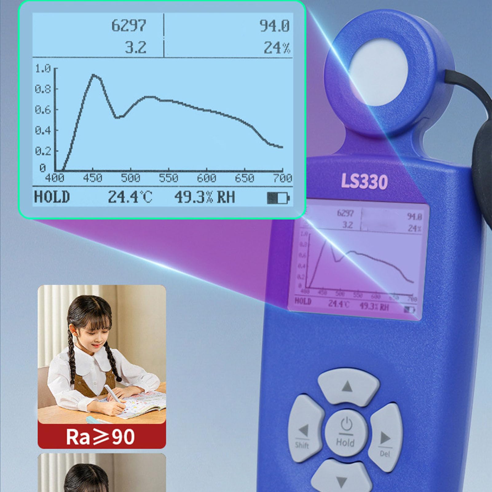 Spectrum Illuminance Meter Digital Luminance Color Tester for Lighting Designers