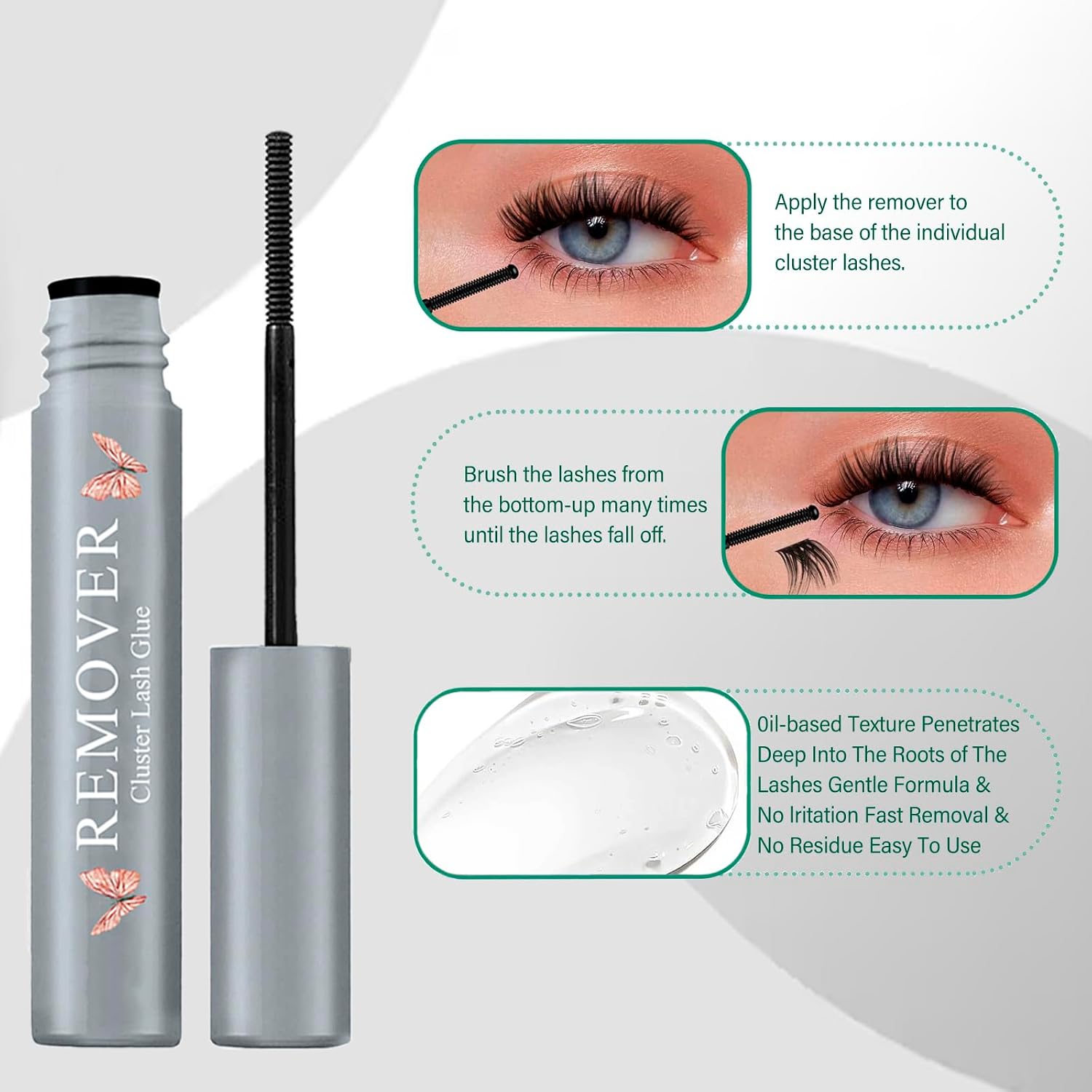 Lash Cluster Glue Bond & Seal – Waterproof Lash Glue for Eyelash Clusters, Long-Lasting Lash Bond and Seal, Includes Lash Remover for Easy Removal