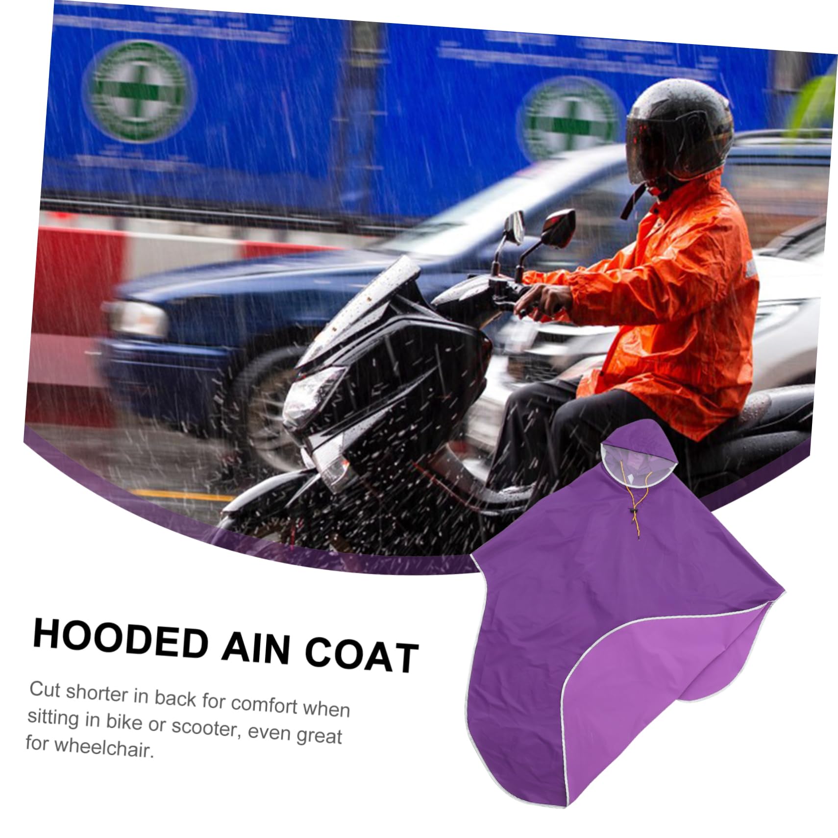 Garneck Antipioggia per Bici e Scooter Poncho Cappuccio Antivento Oxford Pvc Design Unisex Unica Leggero e Portatile
