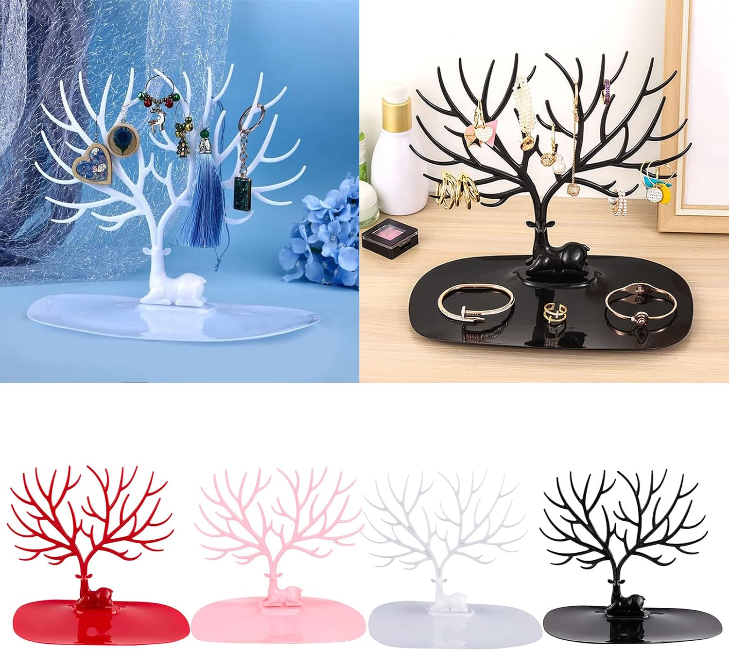 Little Deer Earrings Necklace Ring Pendant Bracelet Jewelry Display Stand Tray Tree Storage Racks Organizer Holder