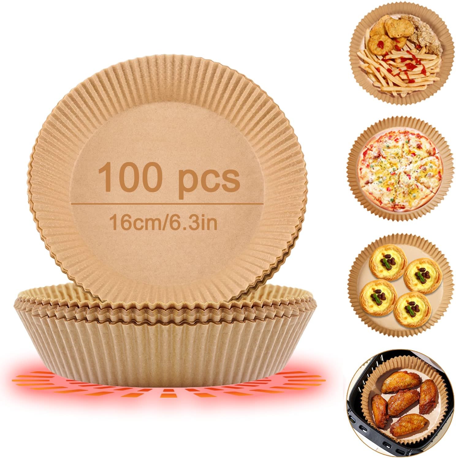 Carta Da Forno Friggitrice Ad Aria 100 Pezzi 20cm Fogli Di Carta Forno Per Friggitrice Ad Aria XL 4-6 Carta Forno Per Friggitrice Ad Aria 10 Litri