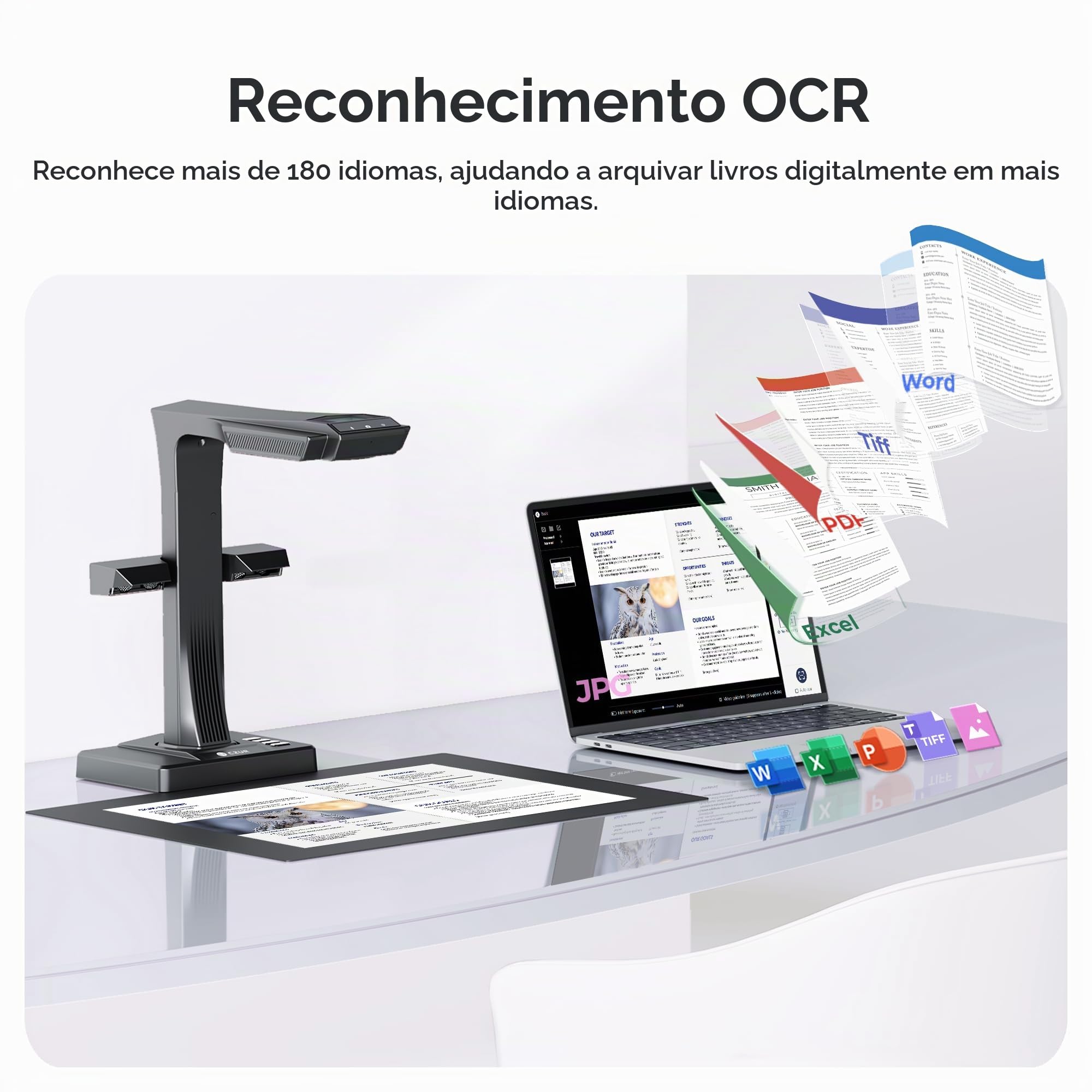 CZUR Scanner avançado de livros e documentos ET16 Plus, tecnologia