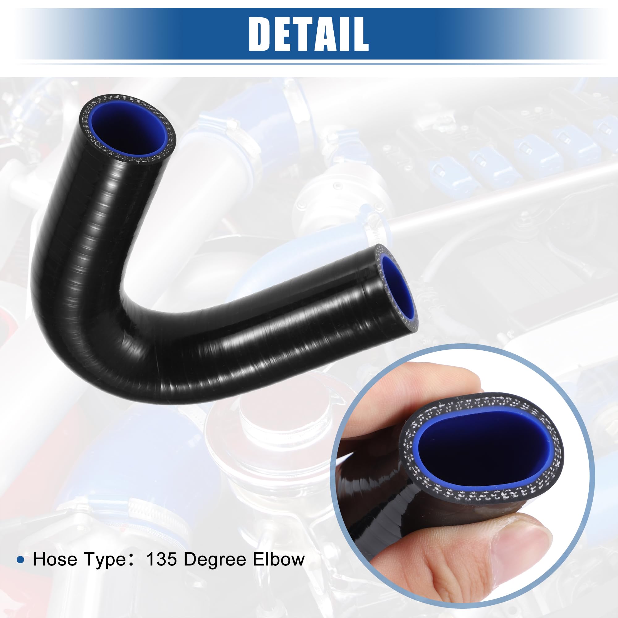 QUARKZMAN Universale 25mm 0.98" ID 135 Grado Auto Accoppiatore Silicone Tubo Nero