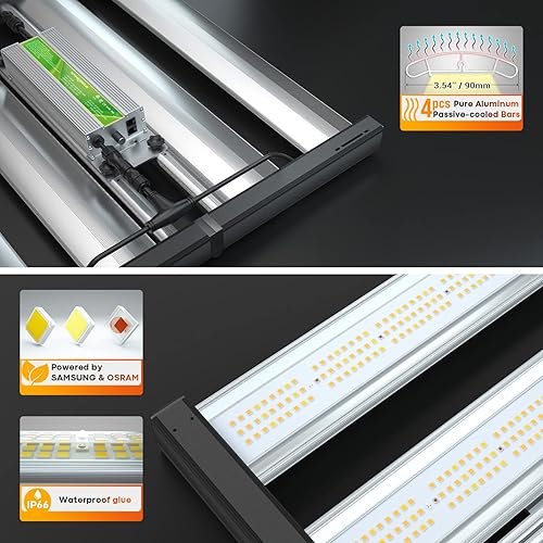 Miniatura 2 de HYPHOTONFLUX HPF3000 - Luces LED de cultivo de 3 x 3 pies con diodos Samsung LM301B y OSRAM, 320 W de espectro completo para cultivo de plantas,