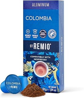 St Remio Aluminum Coffee Pods, Dark Roast – Compatible with Nespresso Original Machines, Rainforest Alliance Certified, Chocolate Notes, Empower Growers – Colombia, 10 Count