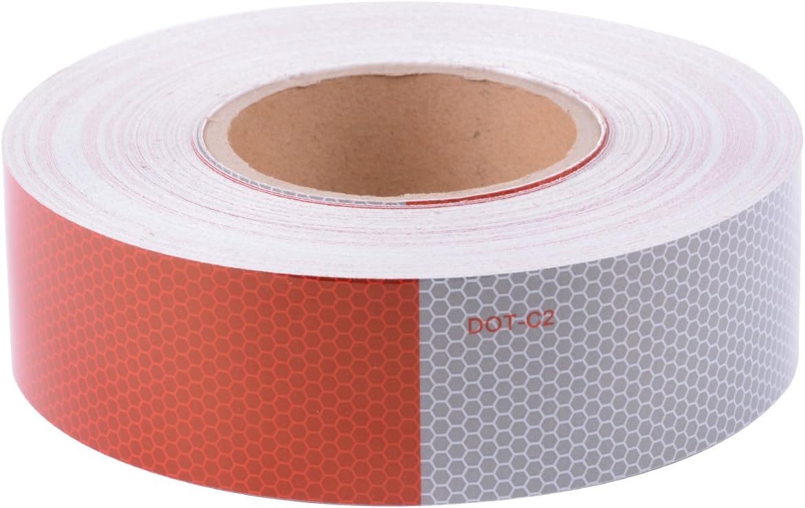 DOT-C2 High Intensity Safety Tape Reflective Tape Auto Car Red And White Adhesive (2" x150')