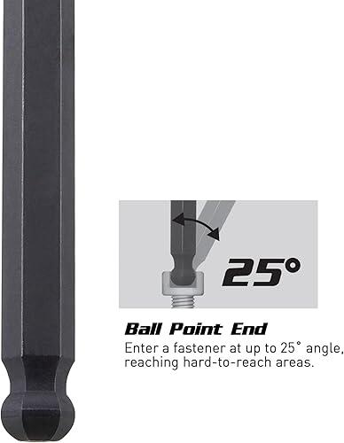 Miniatura 3 de Capri Tools Juego de llaves hexagonales premium, extremo de bolígrafo de brazo largo, llave Allen, métrica, acero S2 prémium