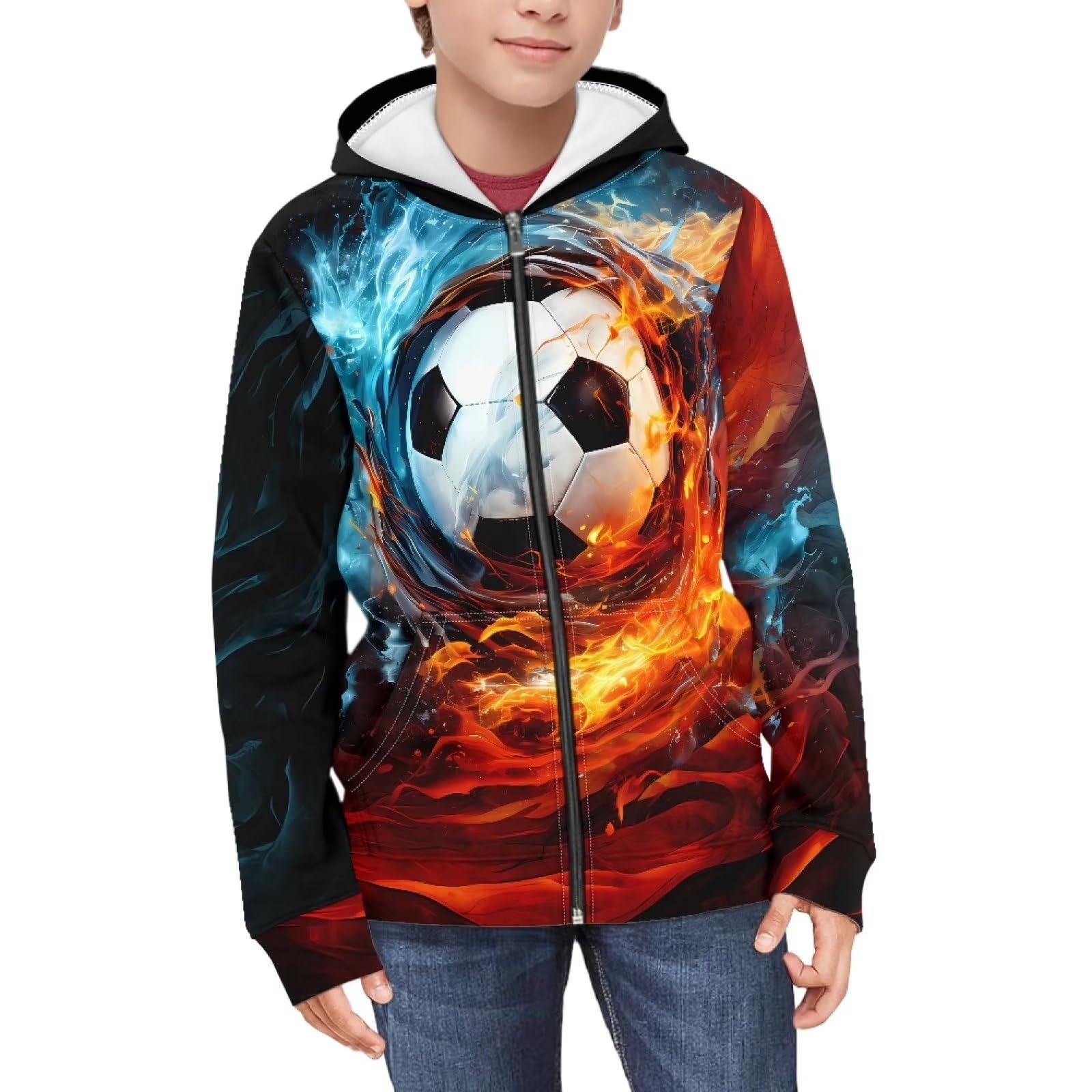 Coloranimal Unisex Girls Boys Long Sleeve Casual Hoodies &amp; Sweatshirts Tops Kids Zip Up Jacket Coat Age 6-16 Year