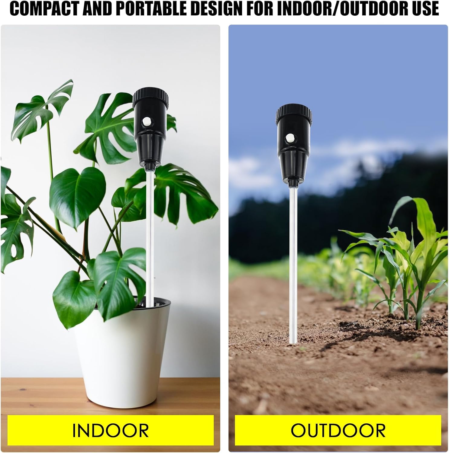 2-in-1 Digital Soil pH & Moisture Meter - 295mm Long Electrode, Test Kit for Indoor & Outdoor Plants, Garden, Lawn, Farm