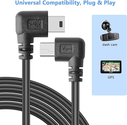 Miniatura 4 de PASOW Mini cable de carga USB 2.0 A-macho a Mini-B para vehículo de automóvil, cable adaptador para cámara de salpicadero, espejo retrovisor, cámara