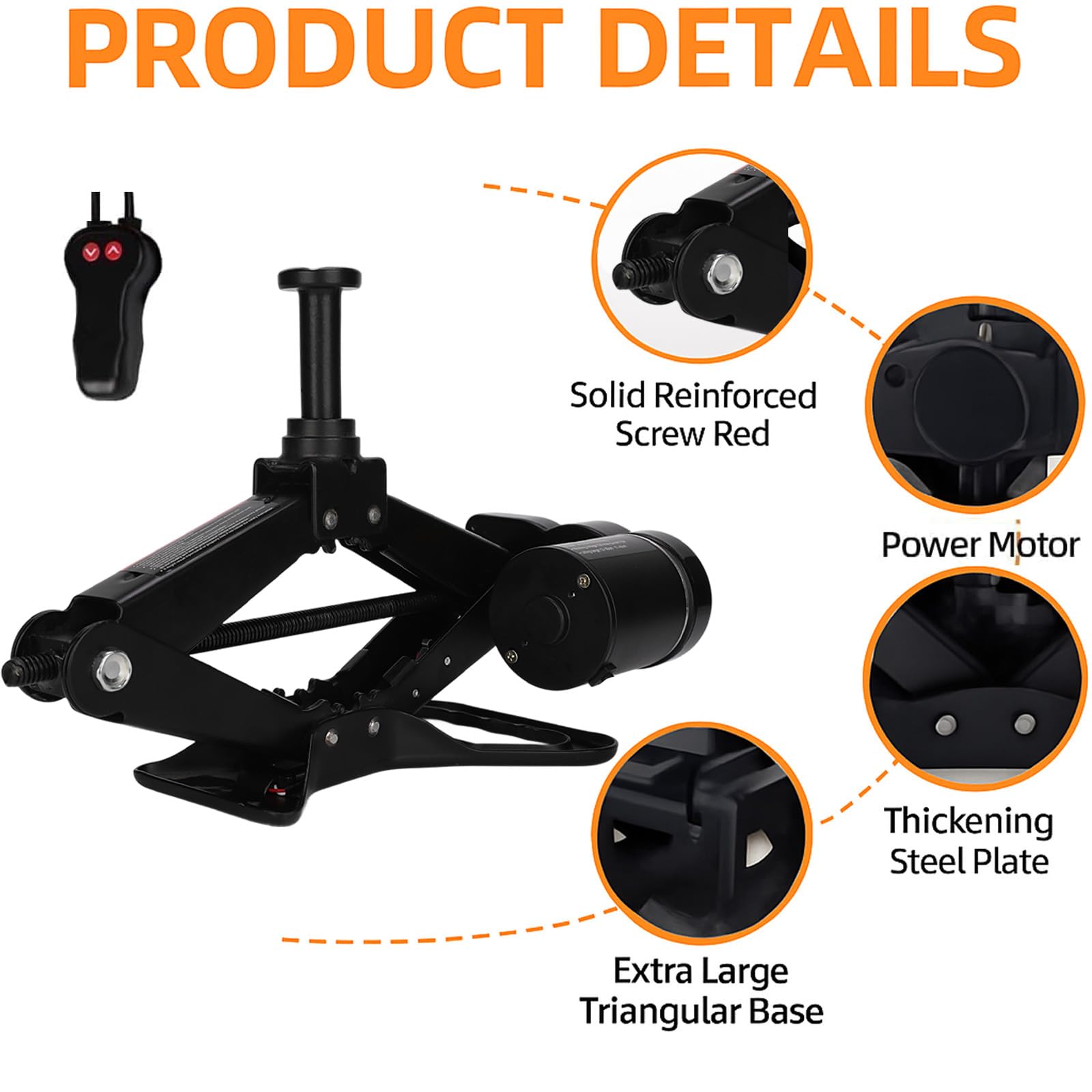 ROGTZ Cric per auto elettrica Kit di sollevamento a forbice per veicoli 2 tonnellate Quick Floor Jack Stand Strumento di riparazione cambio pneumatici