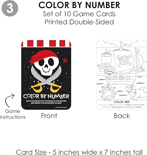 Miniatura 6 de Big Dot of Happiness Pirate Ship Adventures - 4 juegos de fiesta de cumpleaños de calavera - 10 tarjetas cada uno - Paquete Gamerific