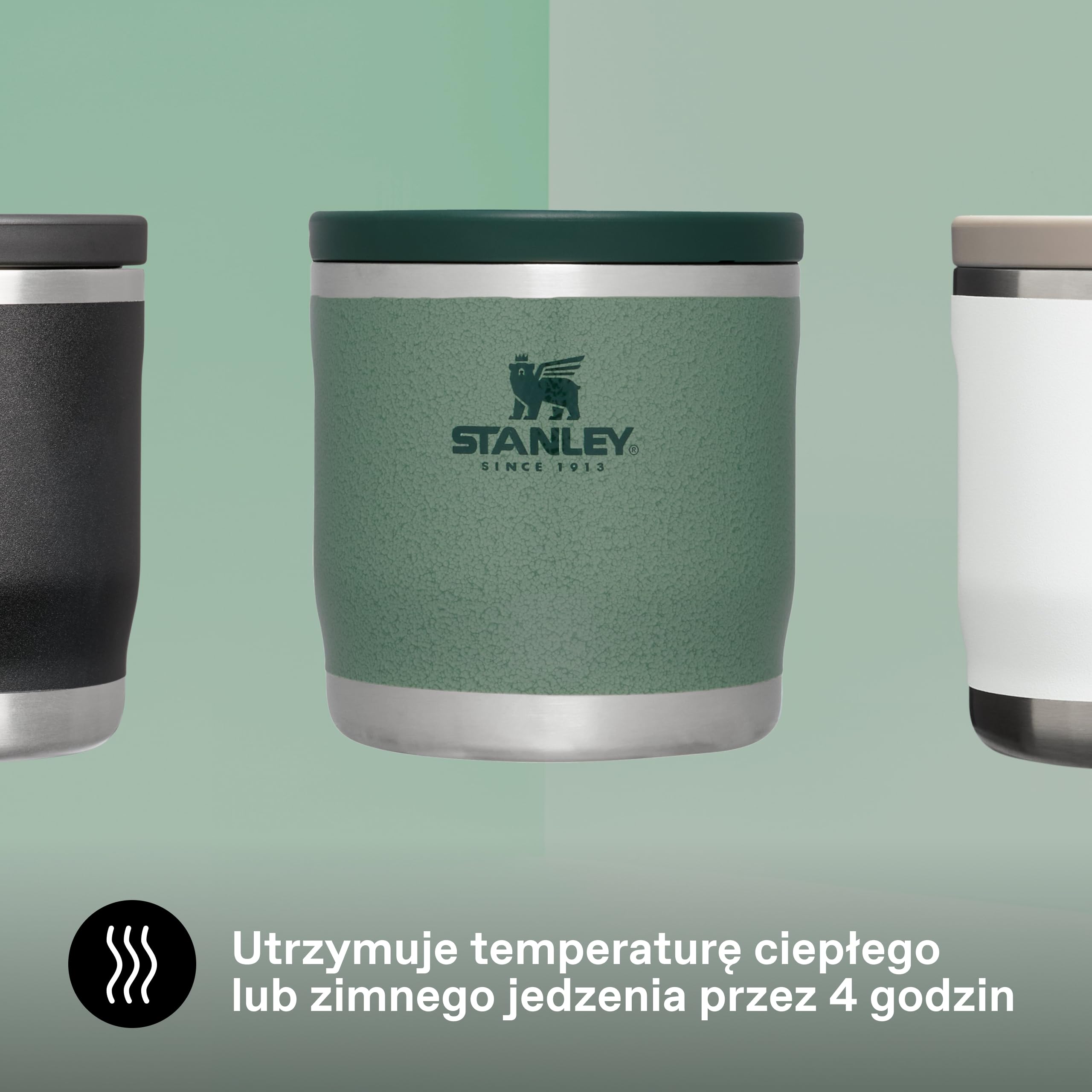 Stanley 1913 Adventure To-Go Food Jar 0.35L - Hammertone Green - 4 godzin gorąca - 4 godzin zimna - szczelny - łatwy do czyszczenia - szeroki otwór - można myć w zmywarce - Bez BPA