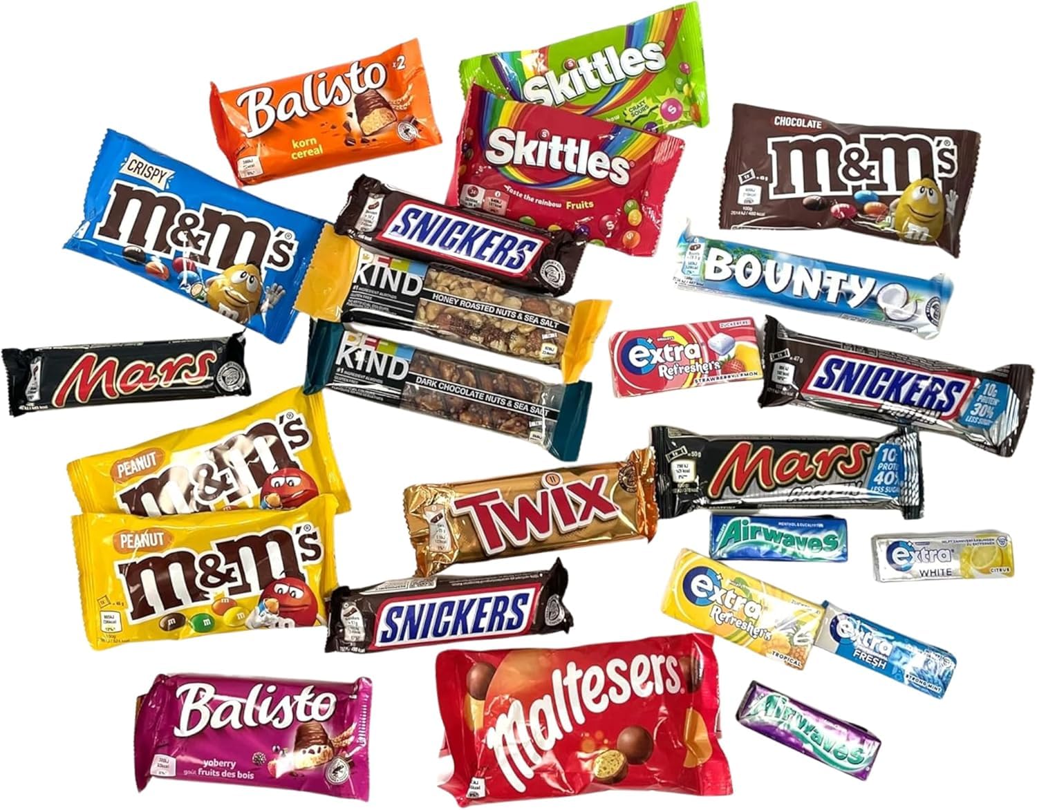 Süßigkeiten Box XXL "Herzlichen Glückwunsch" mit 24 Snacks I Mars I Snickers I Twix I Bounty I Airwaves I EXTRA I BE-KIND I M&M's uvm. I Schokolade I Kaugummi I Riegel I Geschenkidee