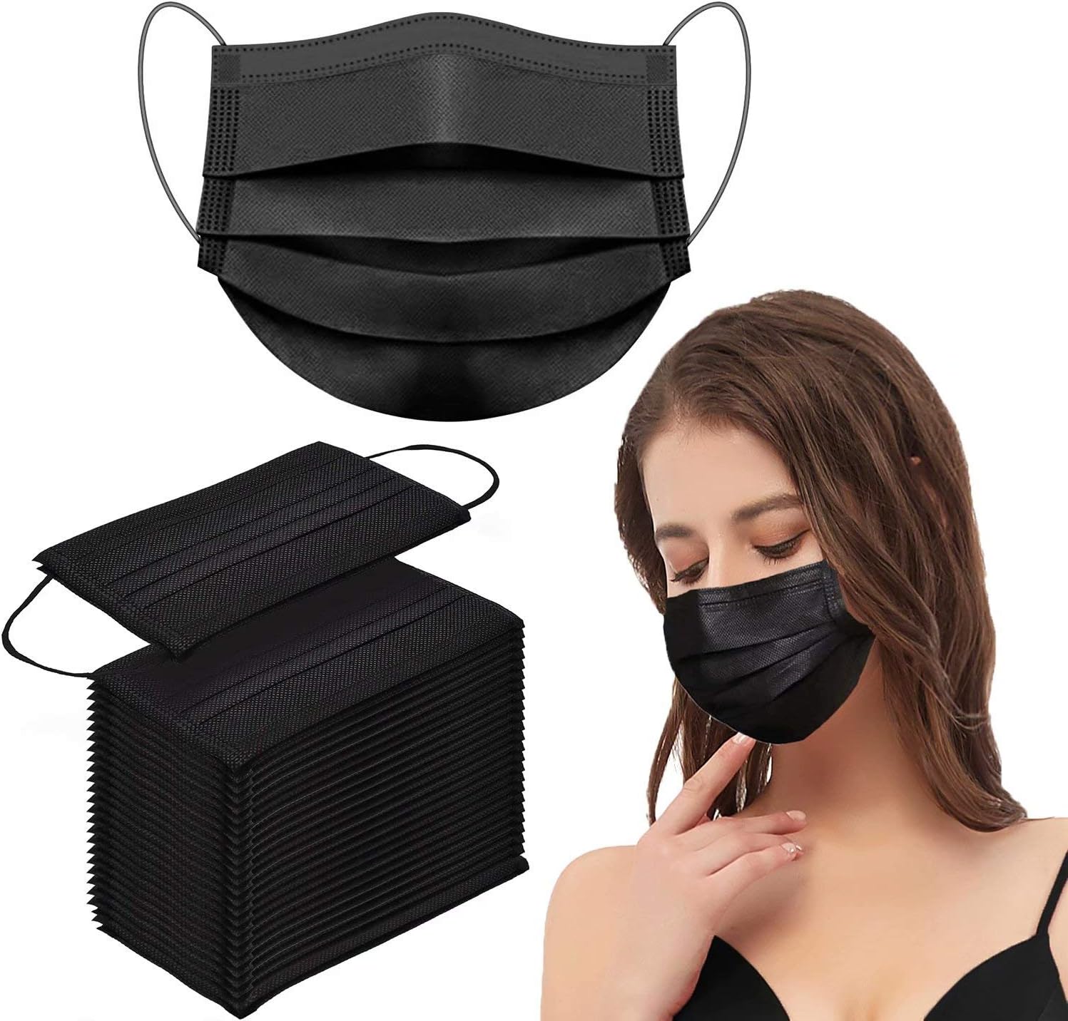 Awolf50pcs Black Disposable Face Shield Filter For Protection Mouth Shields Safety Health Dust Proof