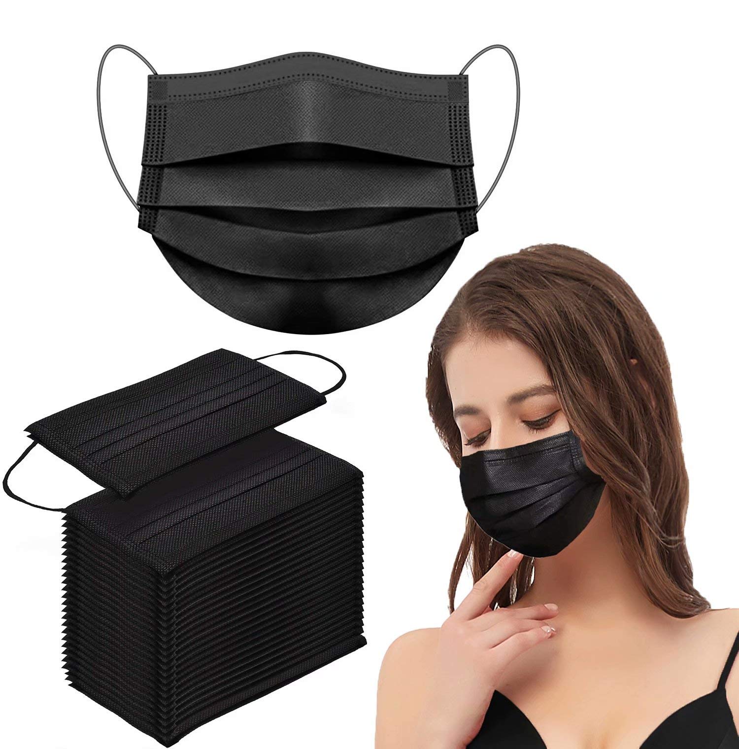 Awolf50pcs Black Disposable Face Shield Filter For Protection Mouth Shields Safety Health Dust Proof