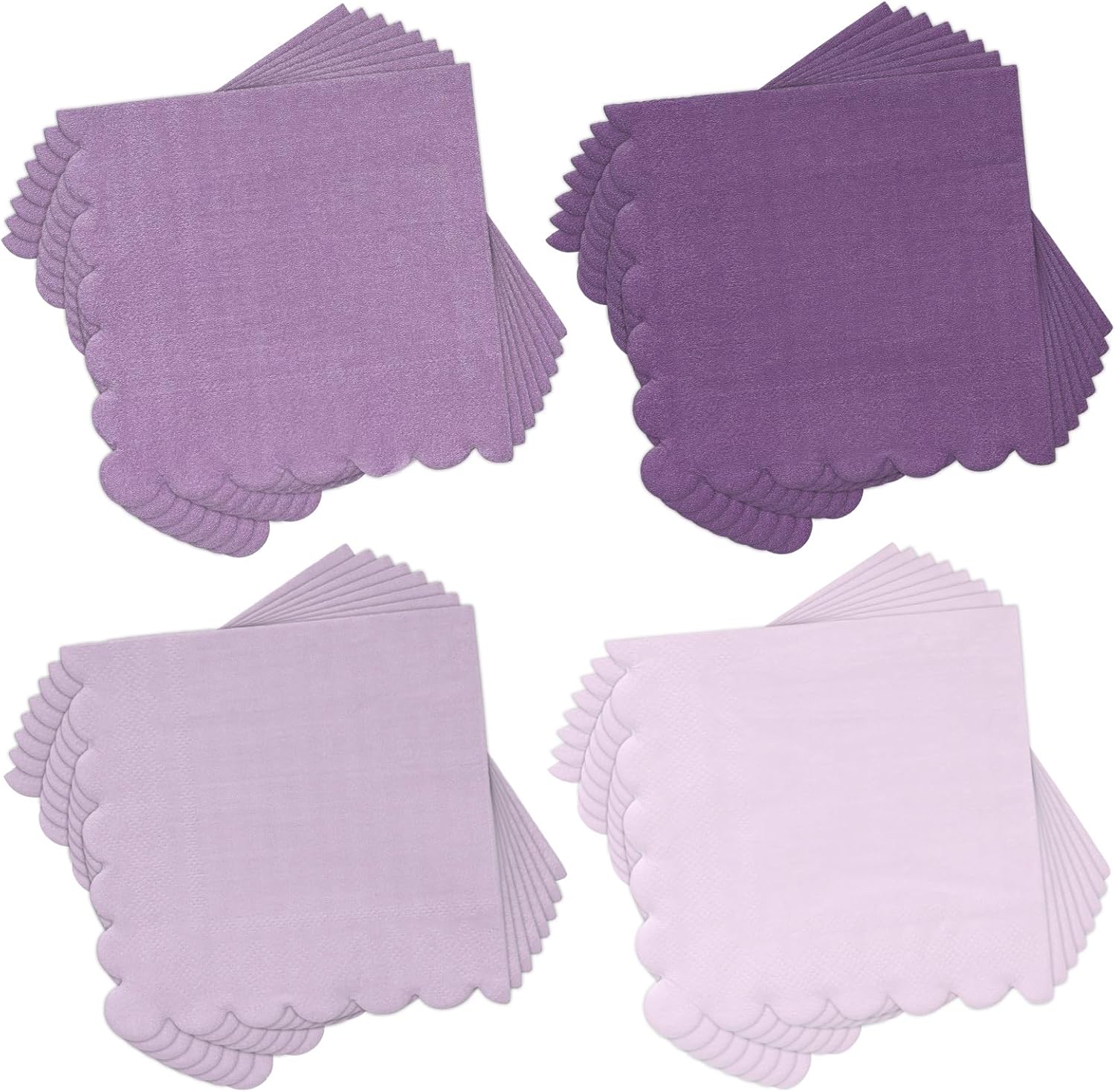 Whaline 200 Pcs Dusty Pink Guest Napkins Disposable Scalloped Paper Dinner Napkin Party Decorative Hand Napkin Towel for Wedding Bridal Shower Birthday Celebration Party Supplies Table Decor