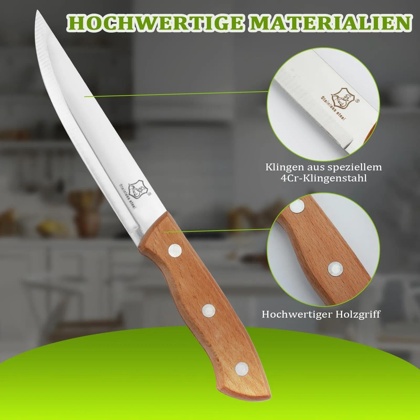 Zestaw 2 noży do obierania, nóż kuchenny, do owoców i warzyw, ostry nóż do warzyw i owoców ze stali nierdzewnej z ergonomicznym drewnianym uchwytem do krojenia owoców i warzyw