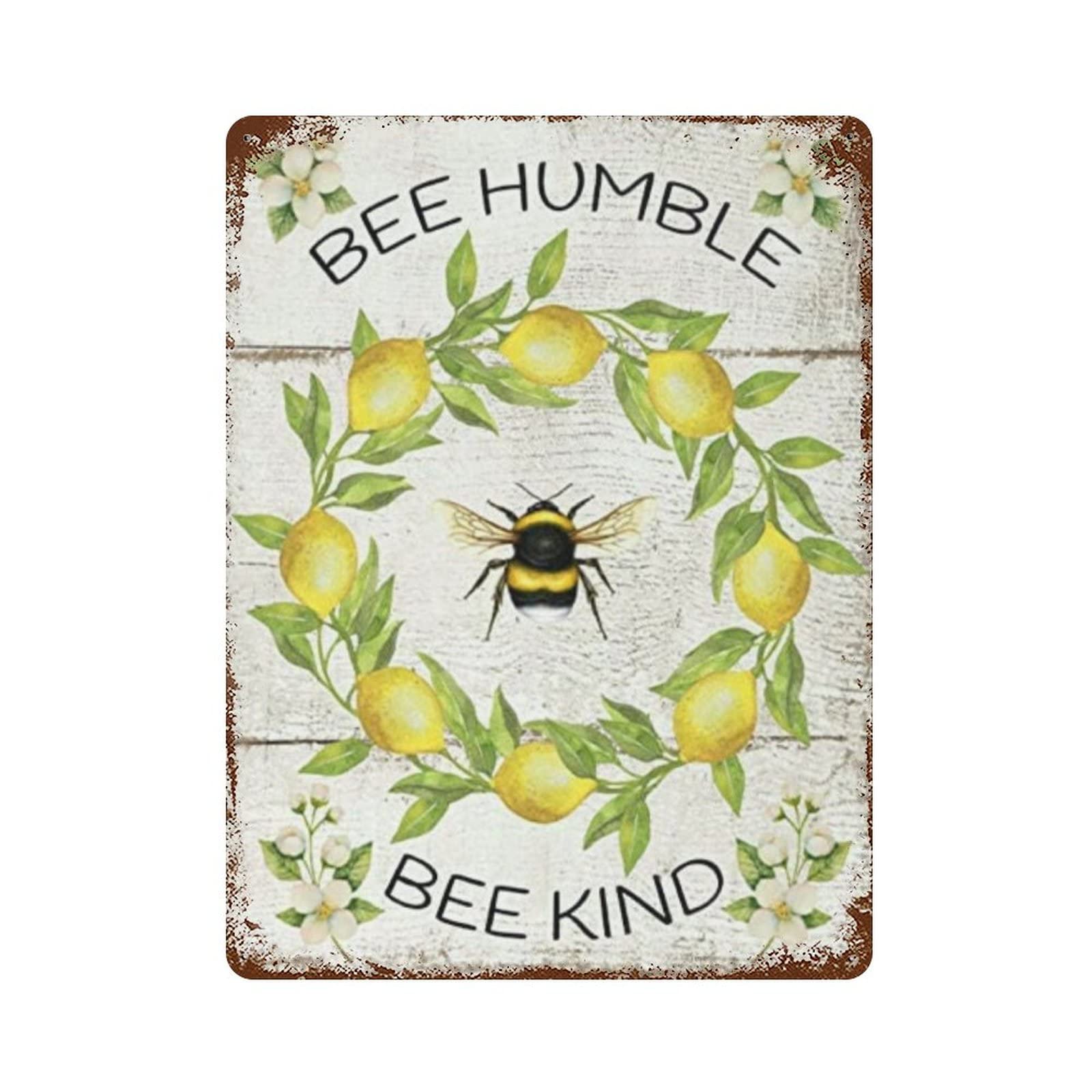 AOOEDM Lemon Bee Humble Bee Kind Vintage Metal Sign Tin Sign for Home Bar Pub Kitchen Man Cave Tin Sign Wall Decor Poster Wall Plaque