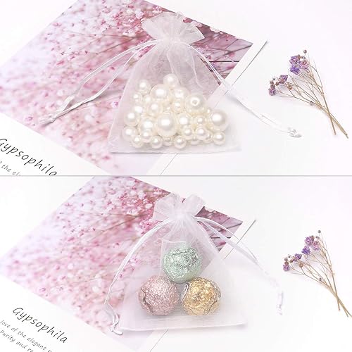 Miniatura 5 de Akstore 50 bolsas de organza con cordón transparente de 3.15 x 4 pulgadas para joyas, bodas, fiestas, Navidad, bolsas de regalo (blanco, 2 x 3.2)