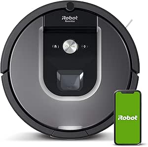 iRobot Roomba 960 Saugroboter mit starker Saugkraft, 2 Multibodenbürsten, Navigation für mehrere Räume, lädt Sich auf und setzt Reinigung Fort, Ideal für Tierhaare, App-Steuerung,Schmutzerkennung