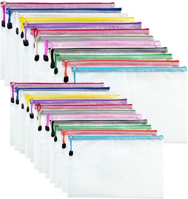 Clear Plastic Wallets A4 Zip Wallets Ziplock Bags Plastic Document Folder A5 Zipper Bag Zip Locked Bags - 24PCS (A4 A5 Size)