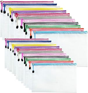Clear Plastic Wallets A4 Ziplock Bags Document Folder A5 Zipper Bag Zip Locked Bags - 24PCS (A4 A5 Size)
