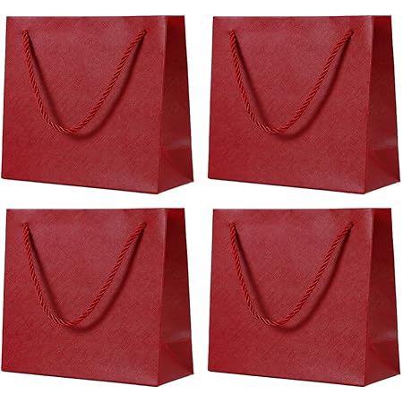 Amazon Co Jp Kesyoo ギフトバッグ 紙袋 手提げ袋 板紙 ボール紙 ラッピング袋 プレゼント おしゃれ 引き出物袋 結婚式 バレンタインデーのプレゼント用 4個セット 4個セット 赤 文房具 オフィス用品