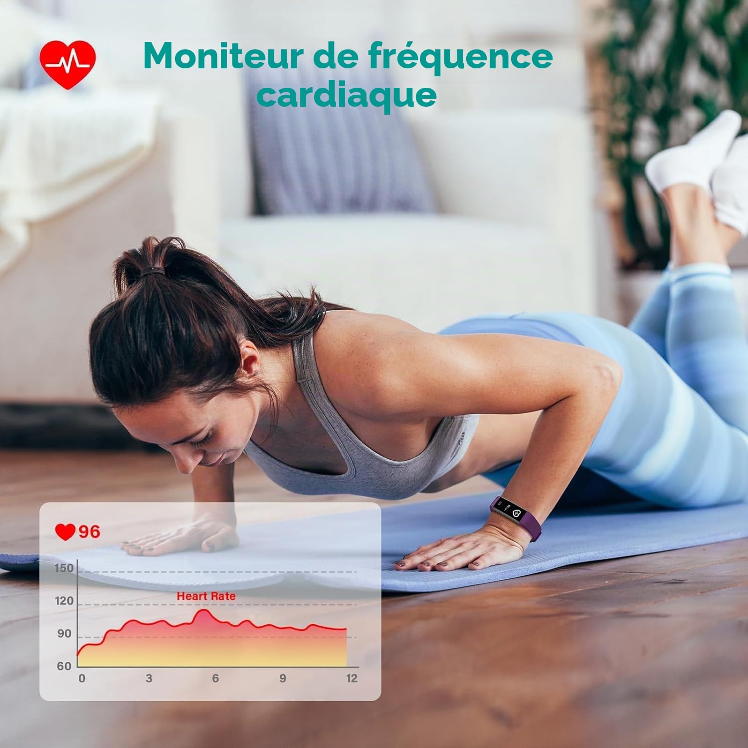 Montre Connectée Femme Homme IP68 Etanche Smartwatch Fitness Tracker Podomètre Fréquence Cardiaque SpO2