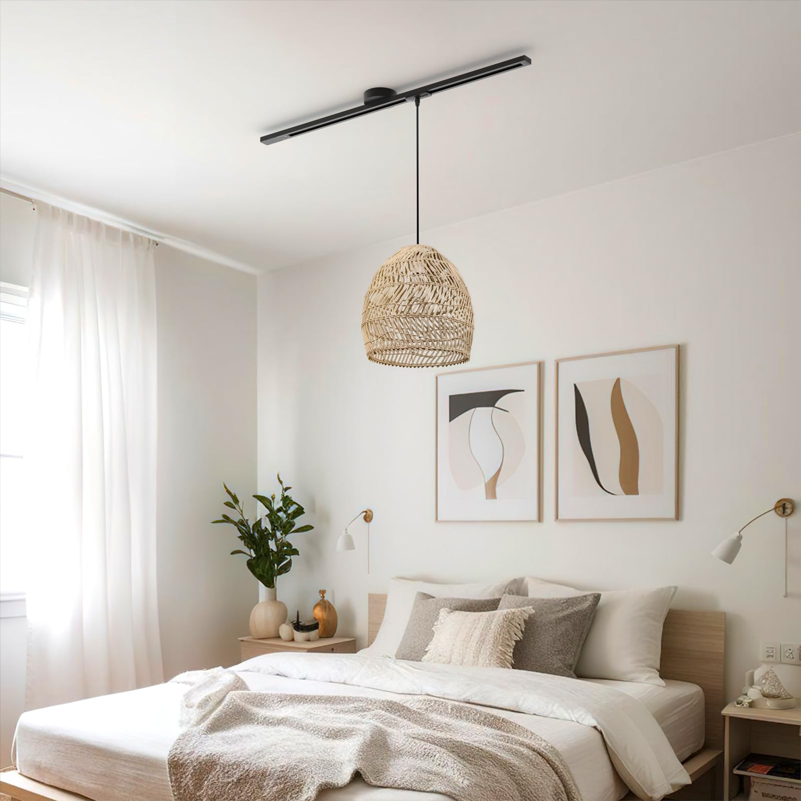 Rail de Plafond pour Lampe, Rotation à 360°, Position du Lustre Ajustable, Installation Multiple pour Lustre d'Intérieur, Vertigo, etc. (Contient 3 En-têtes de Piste)