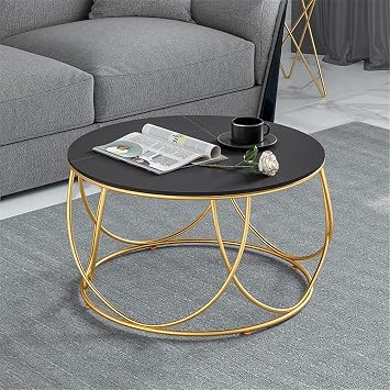Nordic Minimalist Slate Living Room Coffee Table Modern Small Round Iron End Side Table Gold Mirror Marble Bedside Table Color C, Size 45 * 80cm D 45 * 80cm