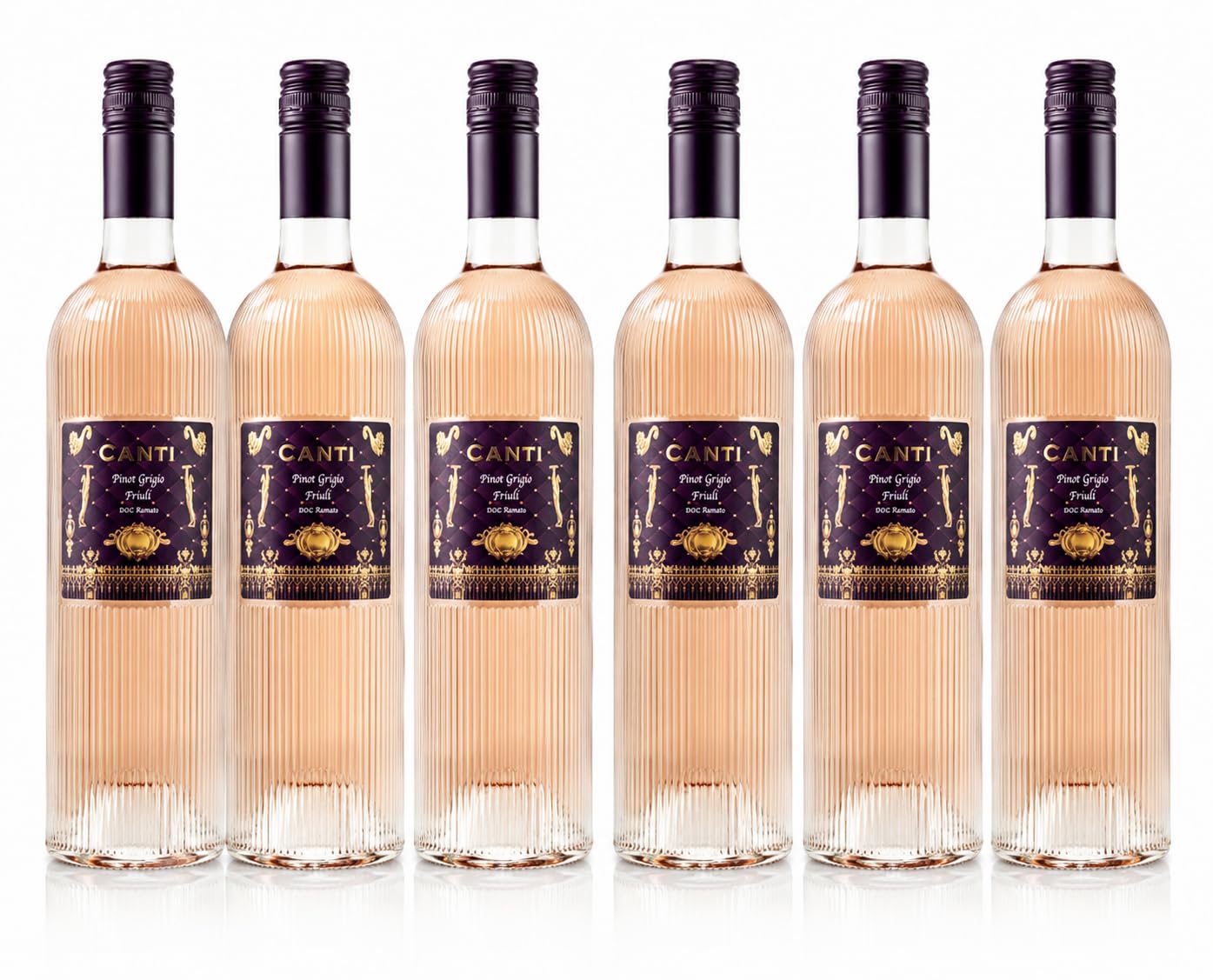 Canti - Vino rosado seco italiano Pinot Grigio D.O.C. Friuli, sabor fresco y paladar suave y redondo, 6 latas de 750 ml