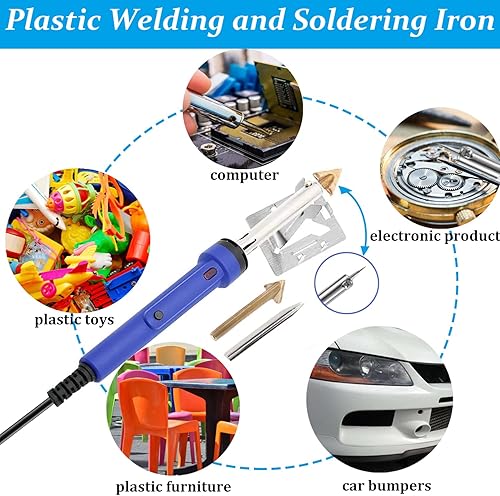 Miniatura 6 de Kit de soldadura de plástico de 100 W, kit de soldador de plástico con varillas de 121 piezas, herramienta profesional de reparación de superficies