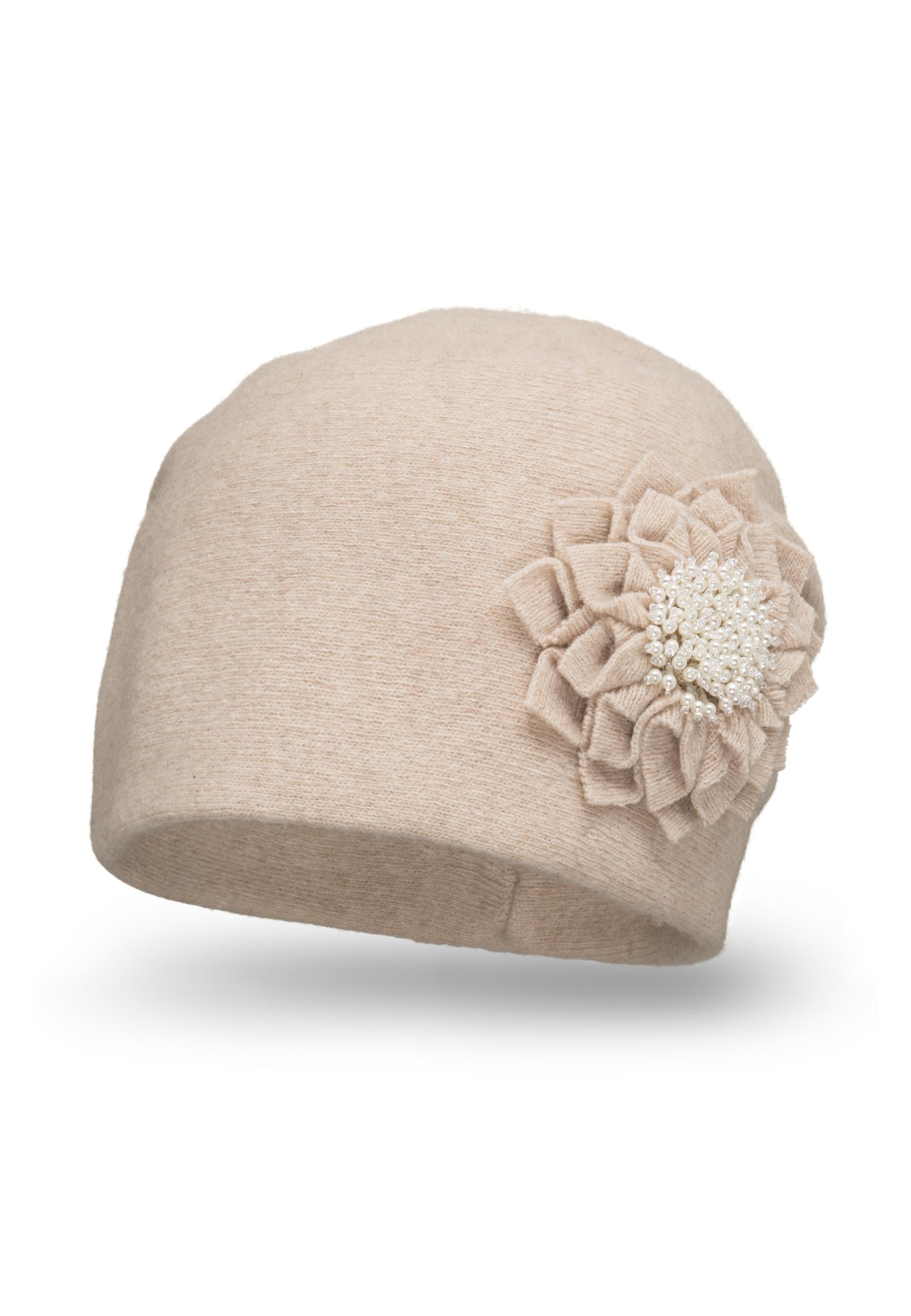 Vivisence Berretto Donna in Lana con Fiore Elegante Pieghe Antistatico 7052