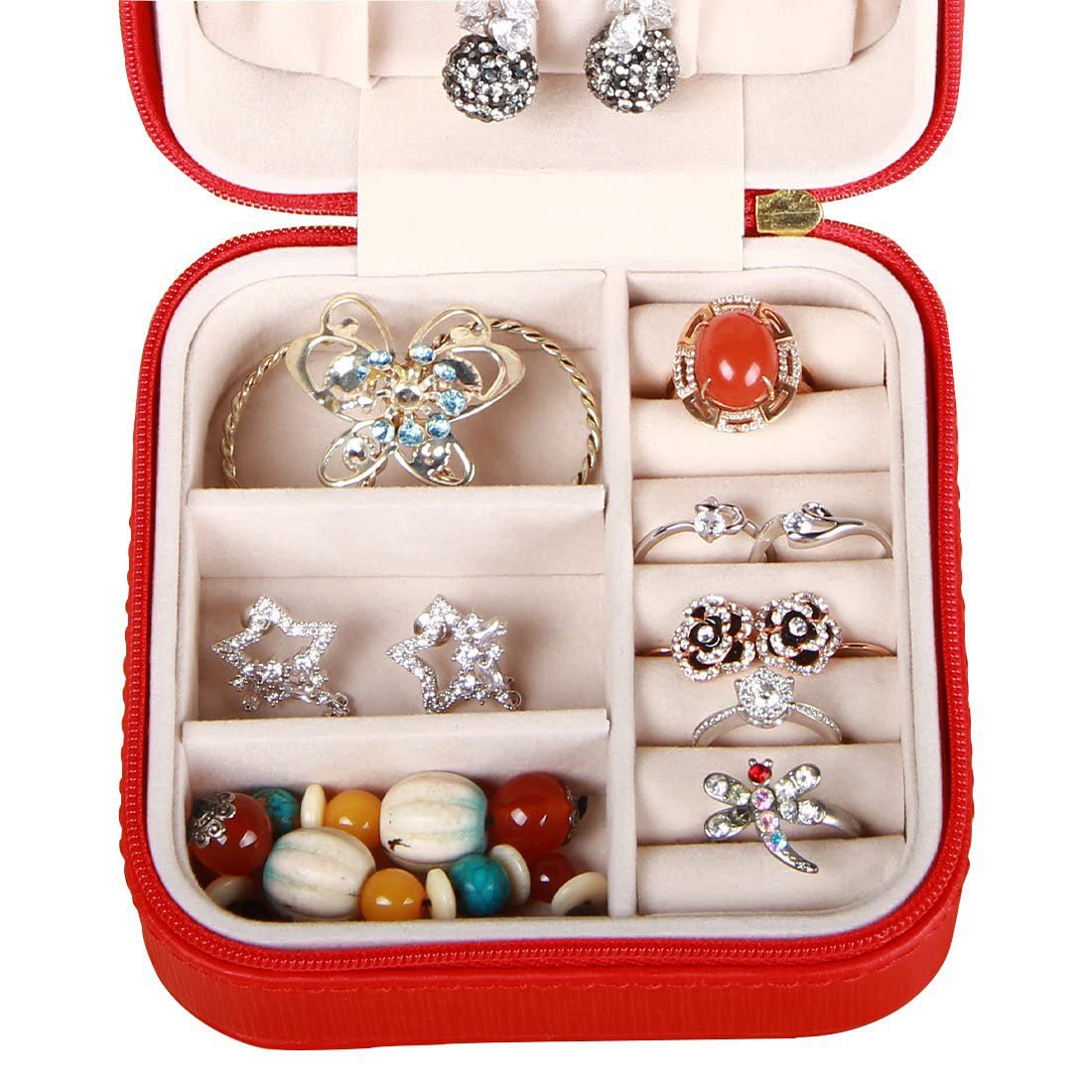 Boîte à Bijoux NuAngela 2 Étages En Cuir PU - Organisation Rangement Colliers, Bagues, Bracelets - Rose